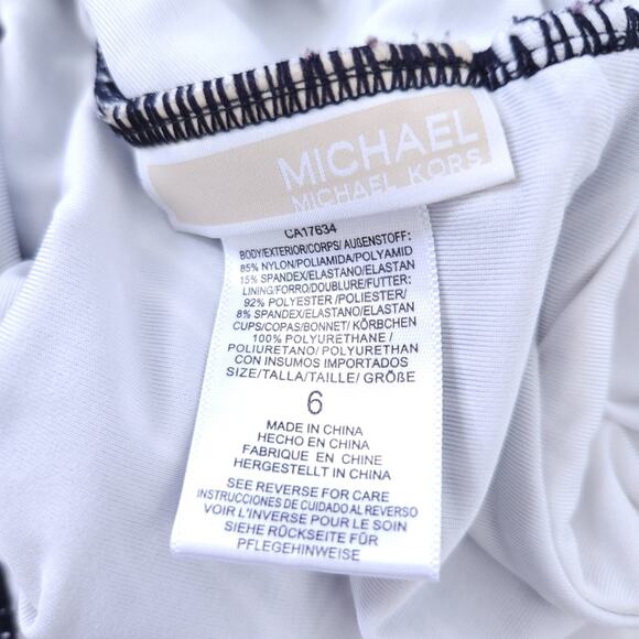 MICHAEL Michael Kors One Piece Halter Swimsuit Size 6 Black White Bathing Suit - Picture 4 of 4